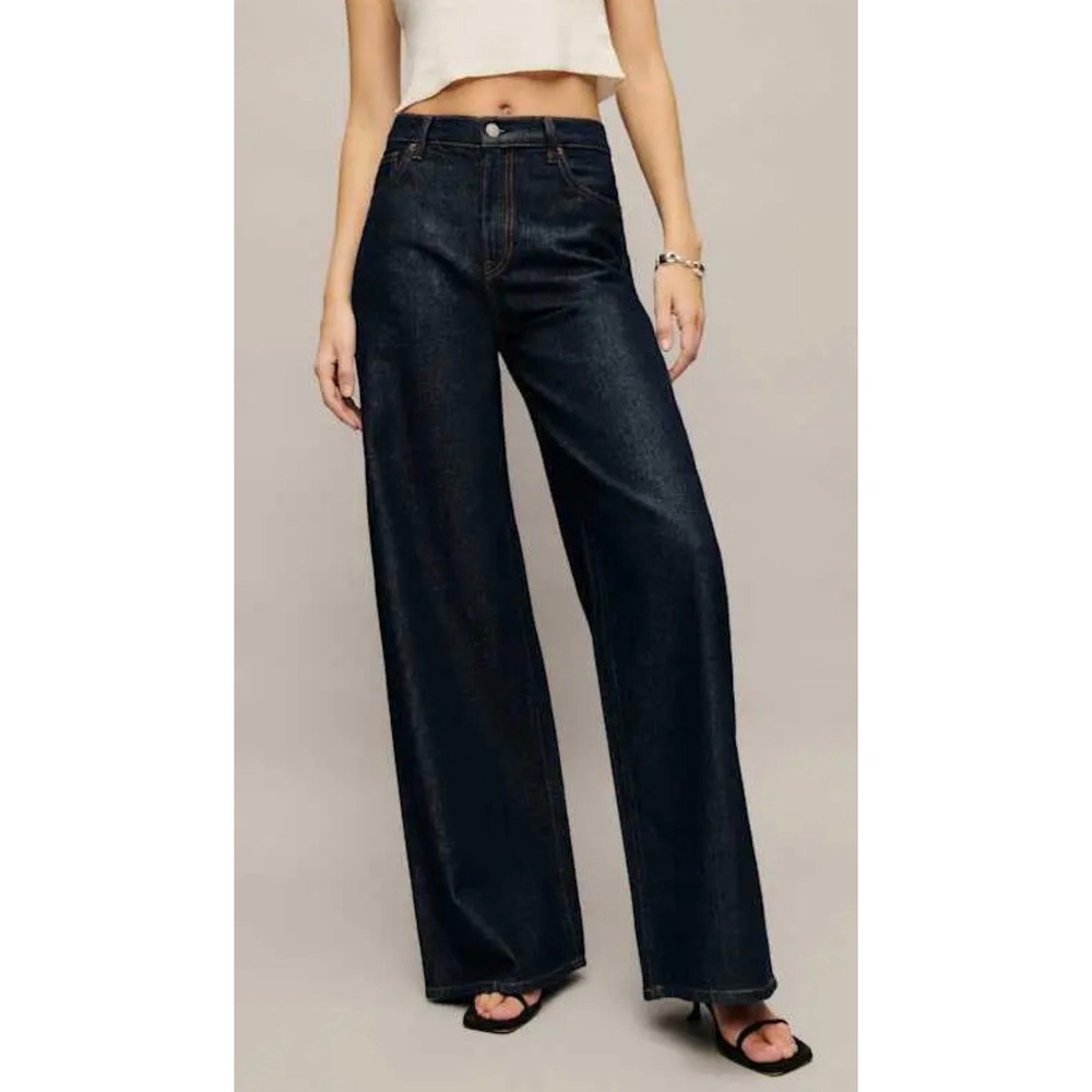 Reformation Rui Lived-In Wide Leg Baggy Jeans Womens 30 Blue New High Rise Denim